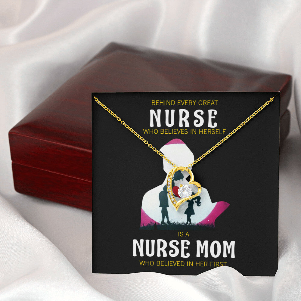 Behind Every Mom Nurse Healthcare Medical Worker Nurse Appreciation Gift Forever Necklace w Message Card-Express Your Love Gifts