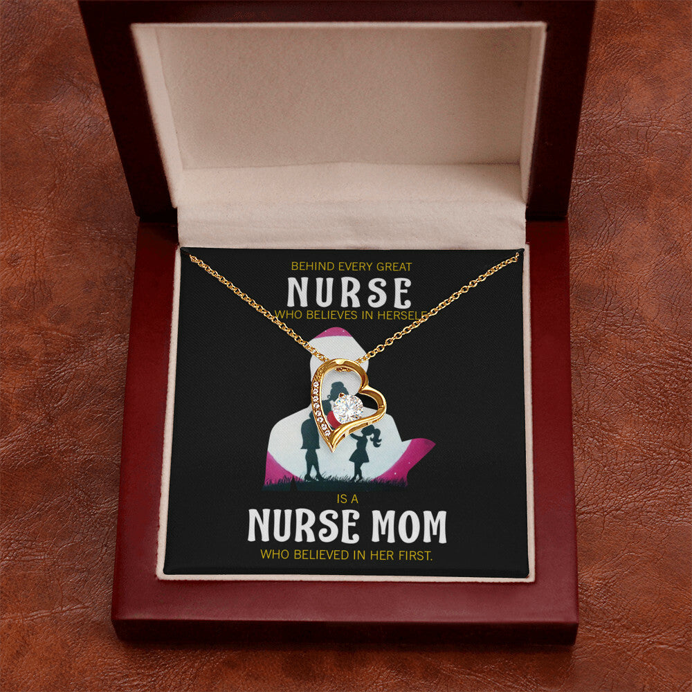 Behind Every Mom Nurse Healthcare Medical Worker Nurse Appreciation Gift Forever Necklace w Message Card-Express Your Love Gifts