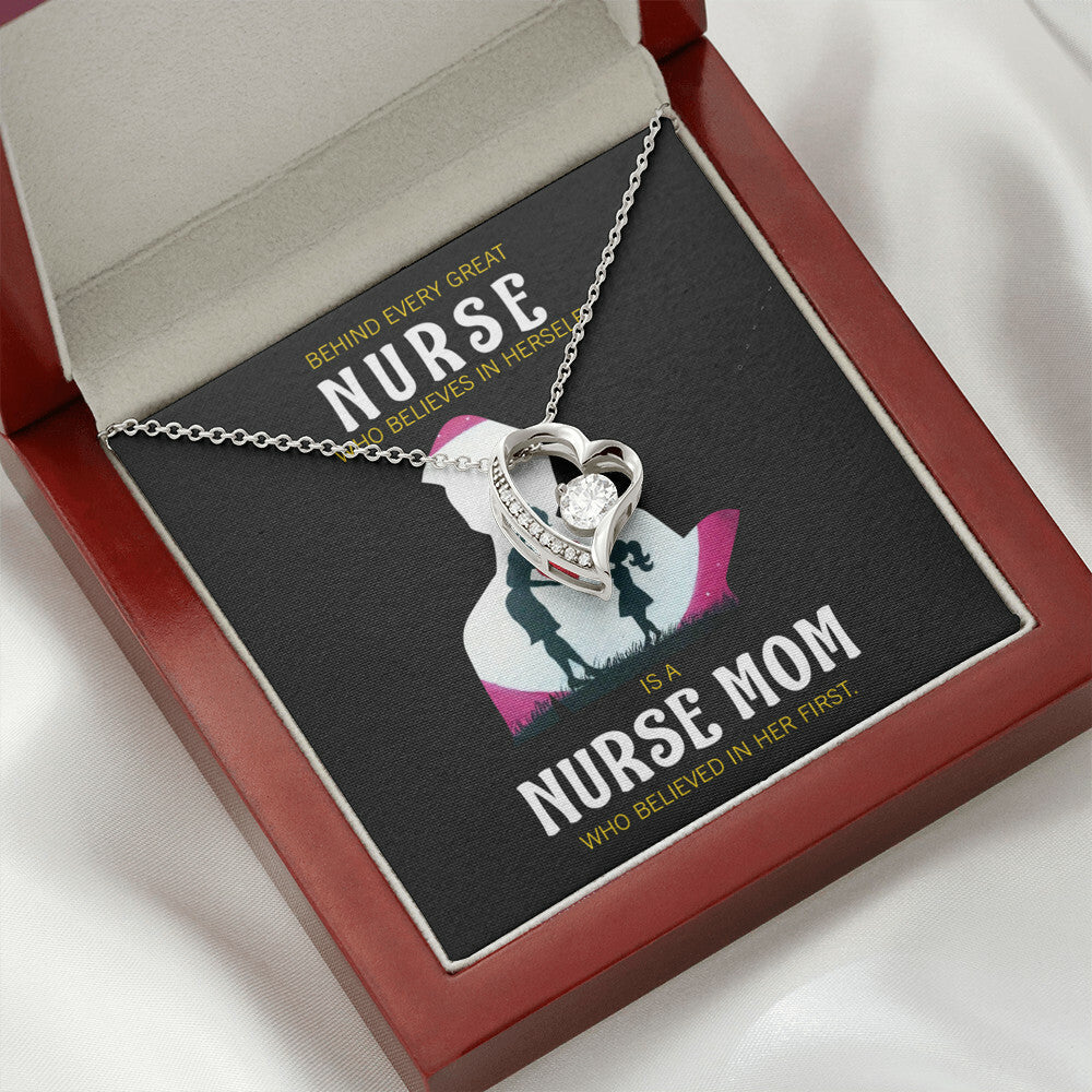 Behind Every Mom Nurse Healthcare Medical Worker Nurse Appreciation Gift Forever Necklace w Message Card-Express Your Love Gifts