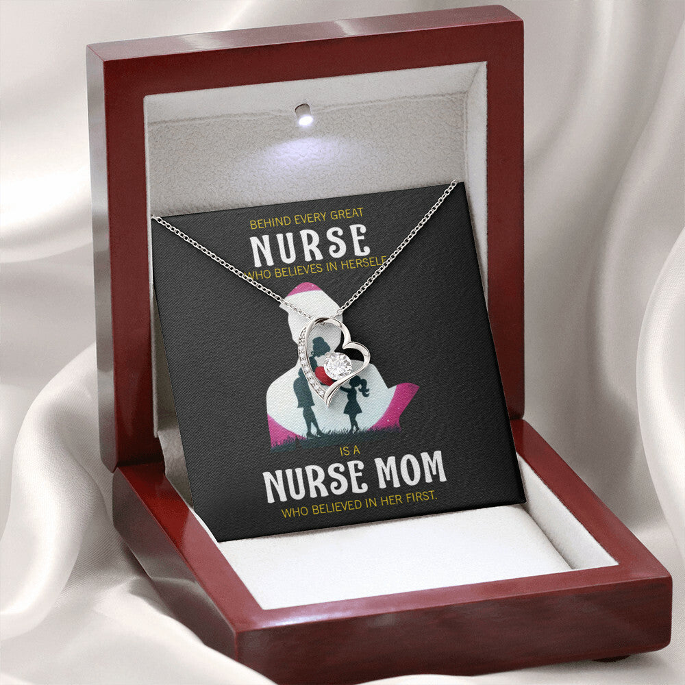 Behind Every Mom Nurse Healthcare Medical Worker Nurse Appreciation Gift Forever Necklace w Message Card-Express Your Love Gifts