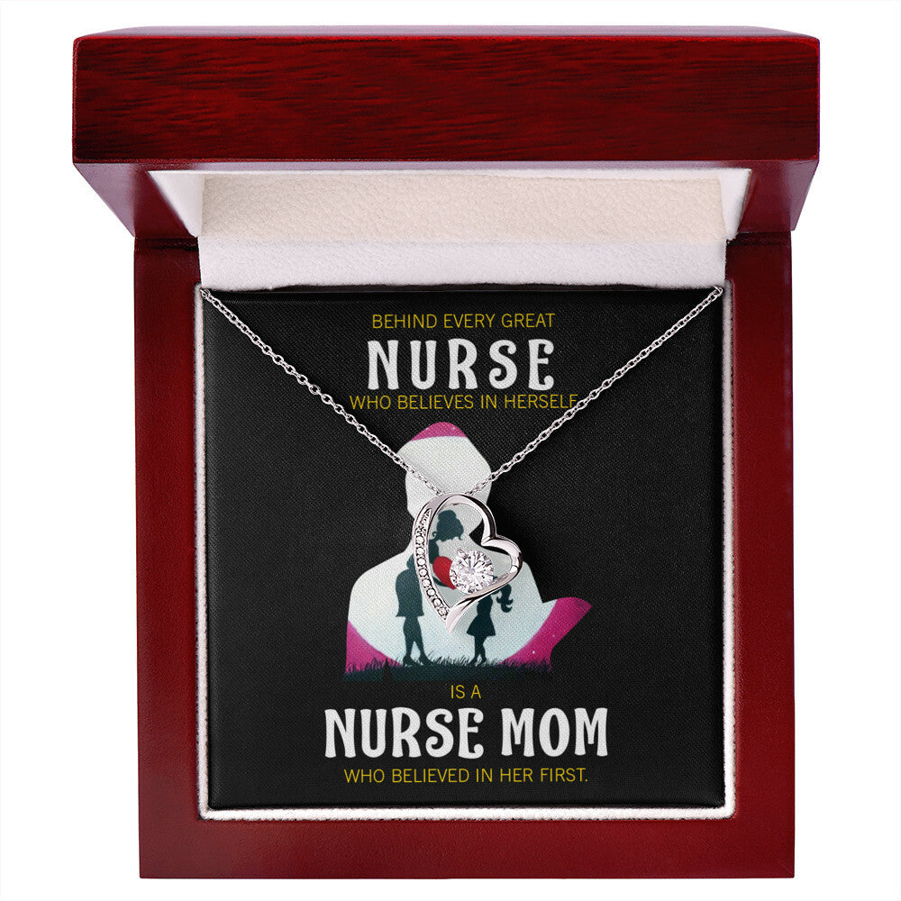 Behind Every Mom Nurse Healthcare Medical Worker Nurse Appreciation Gift Forever Necklace w Message Card-Express Your Love Gifts