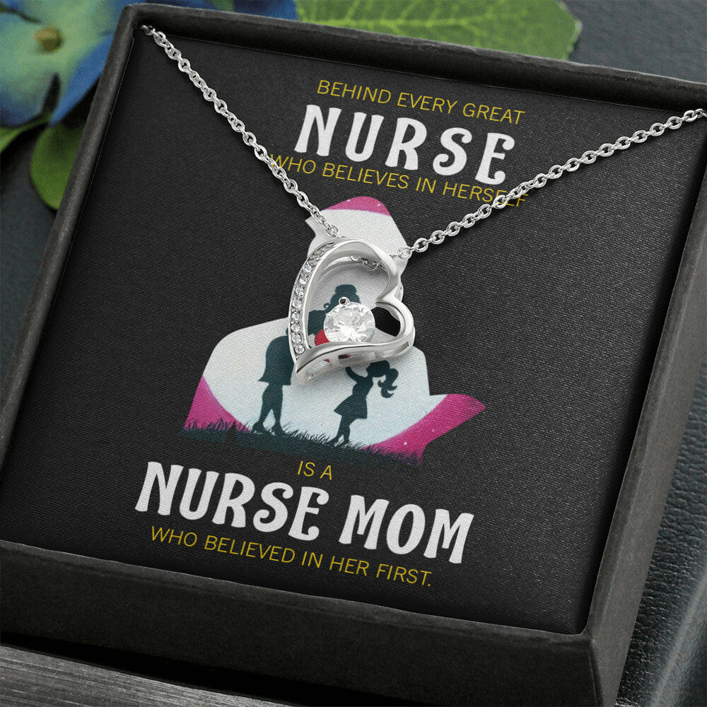 Behind Every Mom Nurse Healthcare Medical Worker Nurse Appreciation Gift Forever Necklace w Message Card-Express Your Love Gifts