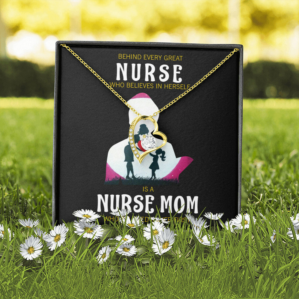 Behind Every Mom Nurse Healthcare Medical Worker Nurse Appreciation Gift Forever Necklace w Message Card-Express Your Love Gifts