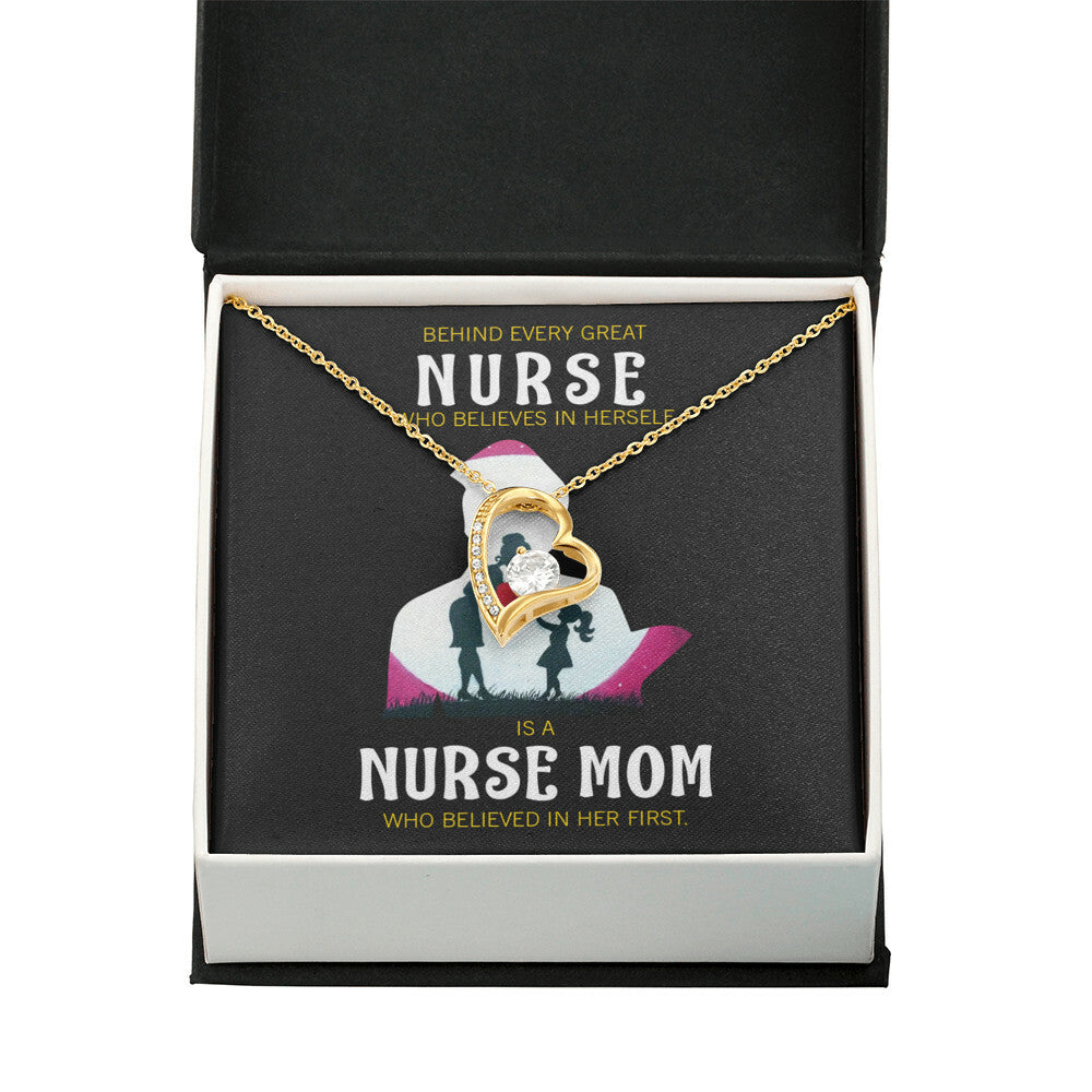 Behind Every Mom Nurse Healthcare Medical Worker Nurse Appreciation Gift Forever Necklace w Message Card-Express Your Love Gifts
