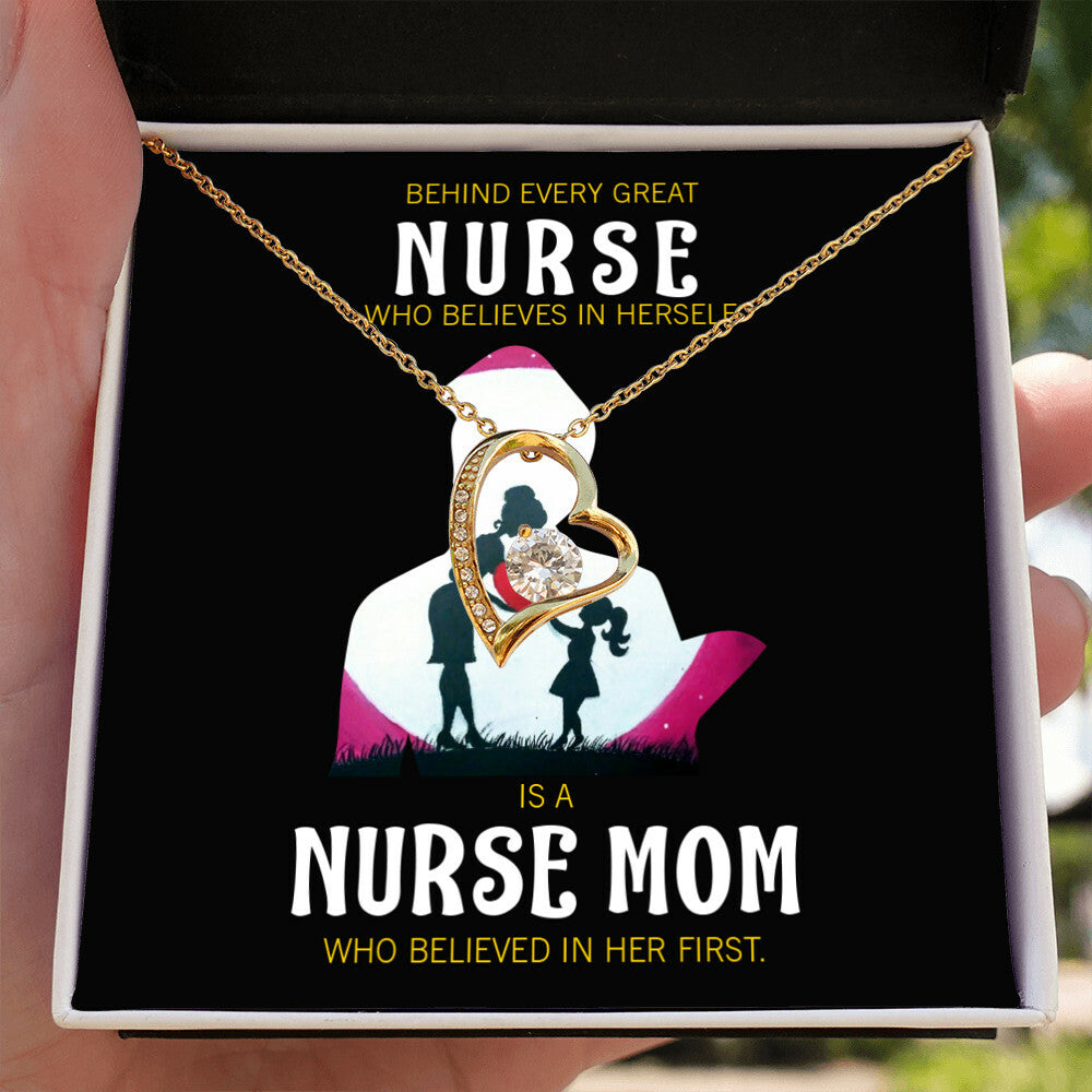 Behind Every Mom Nurse Healthcare Medical Worker Nurse Appreciation Gift Forever Necklace w Message Card-Express Your Love Gifts