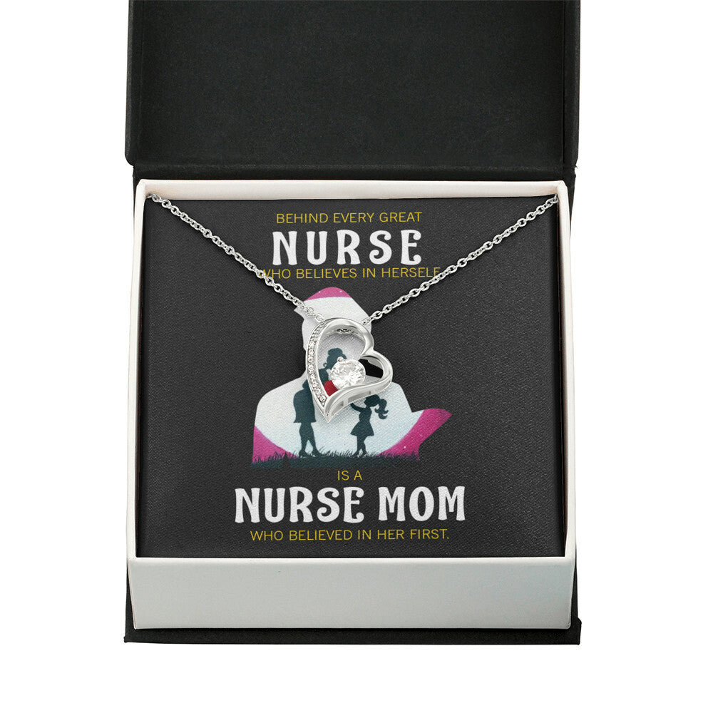 Behind Every Mom Nurse Healthcare Medical Worker Nurse Appreciation Gift Forever Necklace w Message Card-Express Your Love Gifts