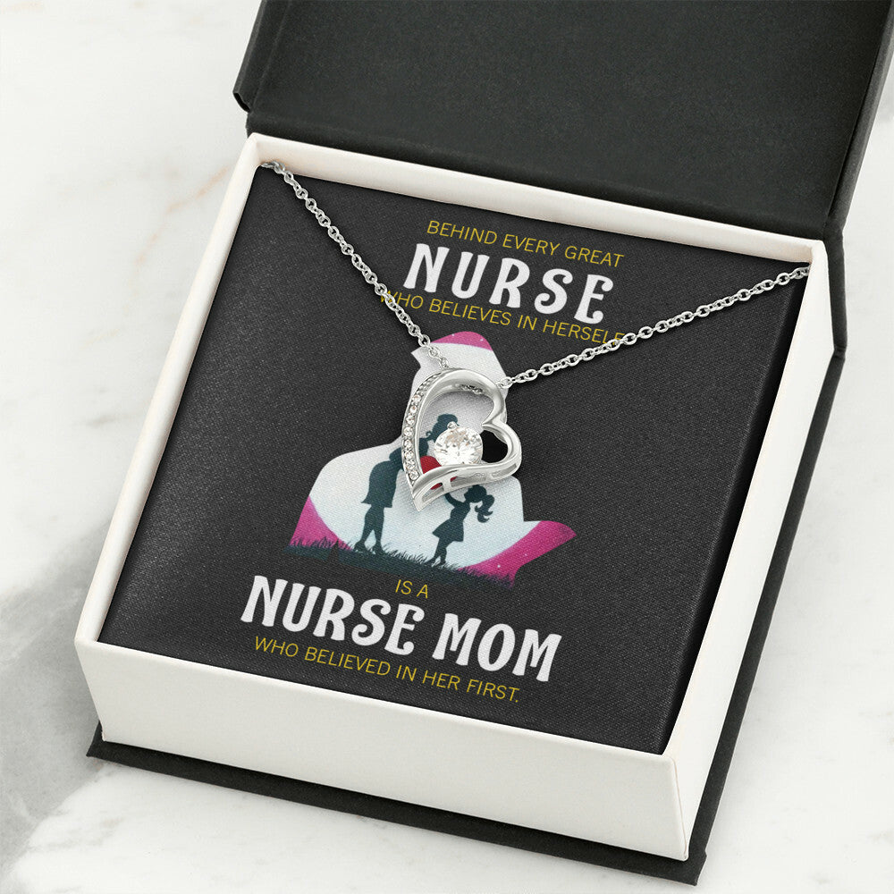 Behind Every Mom Nurse Healthcare Medical Worker Nurse Appreciation Gift Forever Necklace w Message Card-Express Your Love Gifts