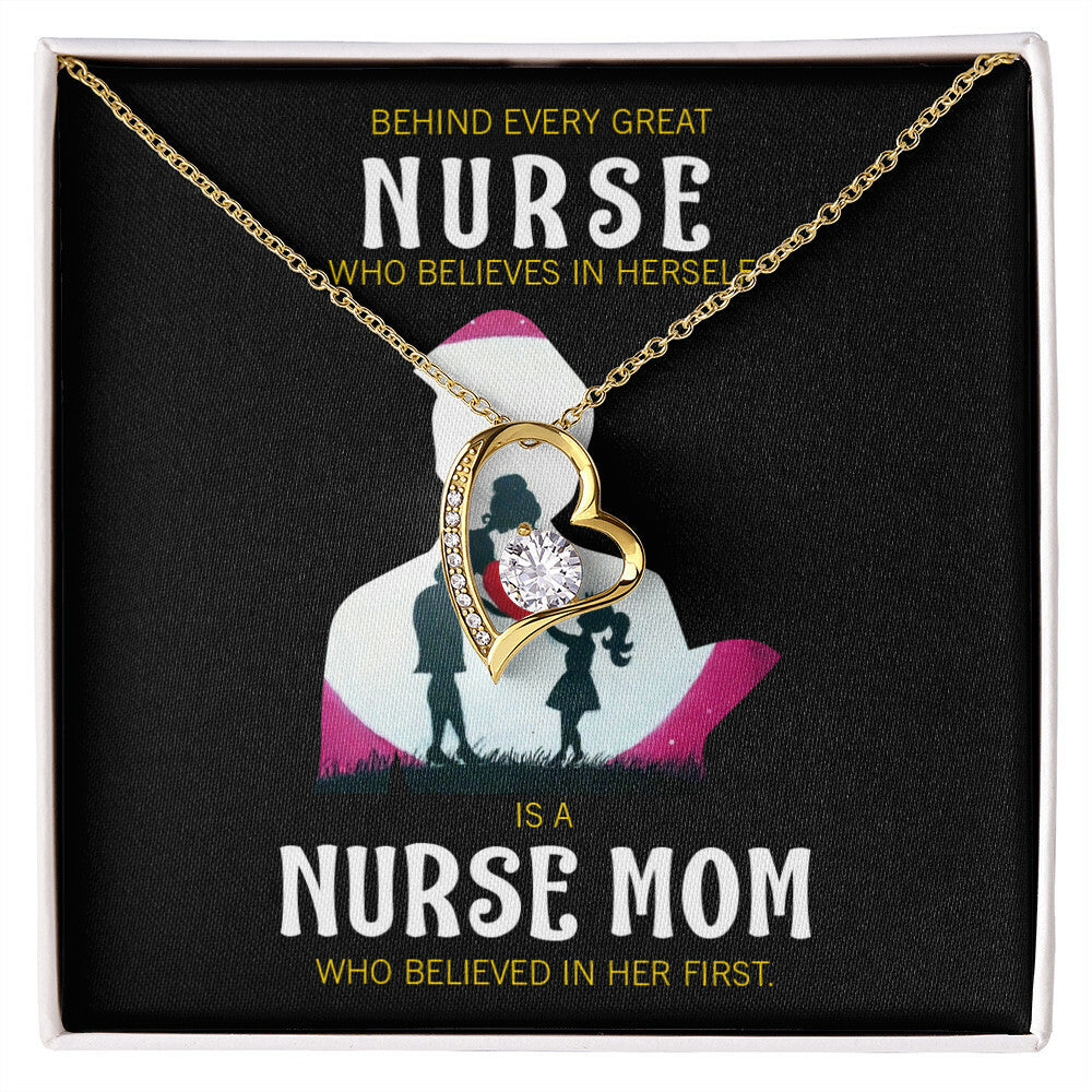 Behind Every Mom Nurse Healthcare Medical Worker Nurse Appreciation Gift Forever Necklace w Message Card-Express Your Love Gifts