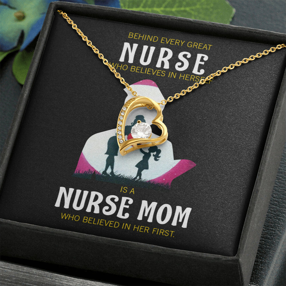 Behind Every Mom Nurse Healthcare Medical Worker Nurse Appreciation Gift Forever Necklace w Message Card-Express Your Love Gifts
