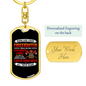 Behind Every Strong Firefighter Keychain Stainless Steel or 18k Gold Dog Tag Keyring-Express Your Love Gifts