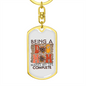 Being A Dog Mom Keychain Stainless Steel or 18k Gold Dog Tag Keyring-Express Your Love Gifts