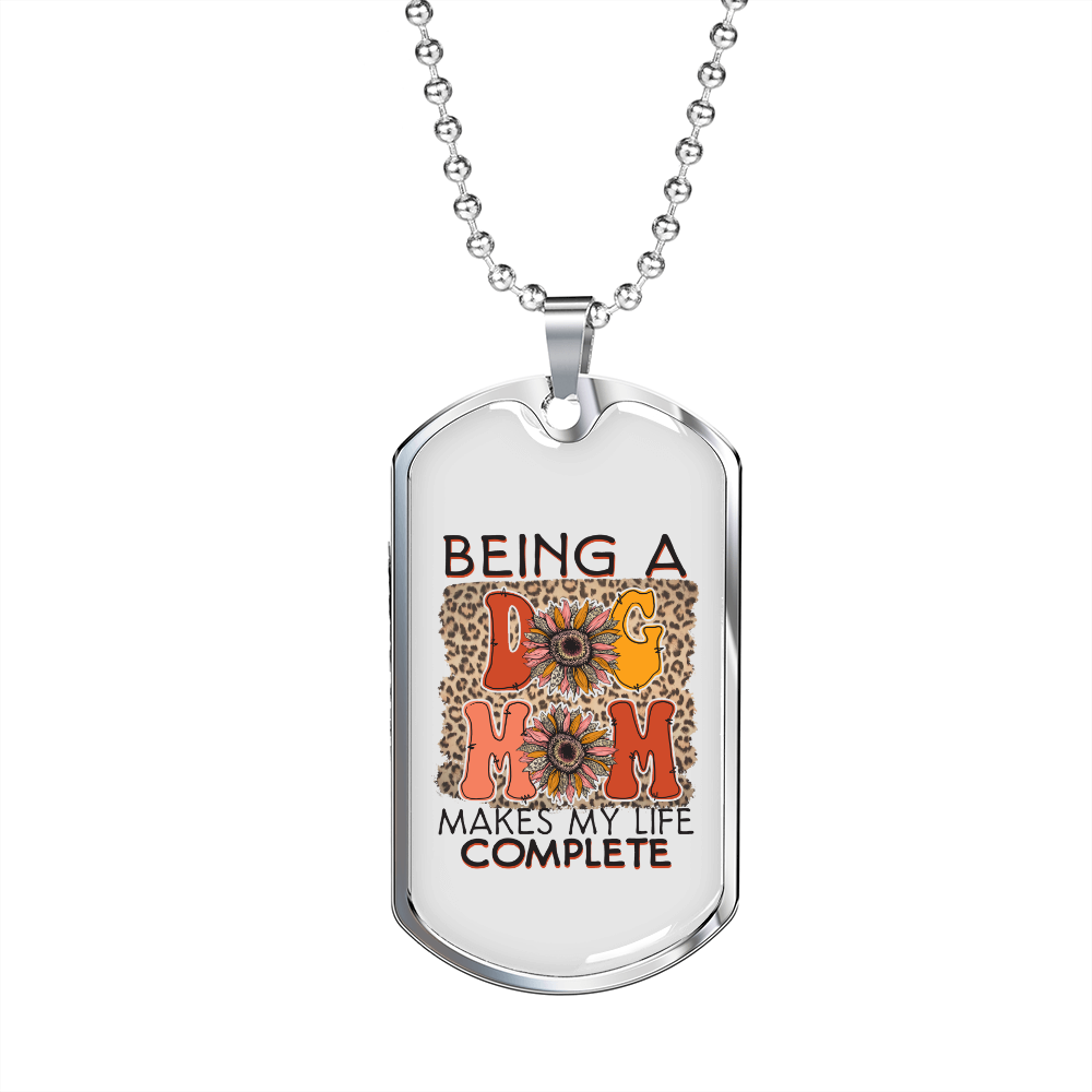 Being A Dog Mom Necklace Stainless Steel or 18k Gold Dog Tag 24" Chain-Express Your Love Gifts
