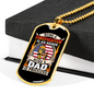Being A Firefighter Dad Necklace Stainless Steel or 18k Gold Dog Tag 24" Chain-Express Your Love Gifts