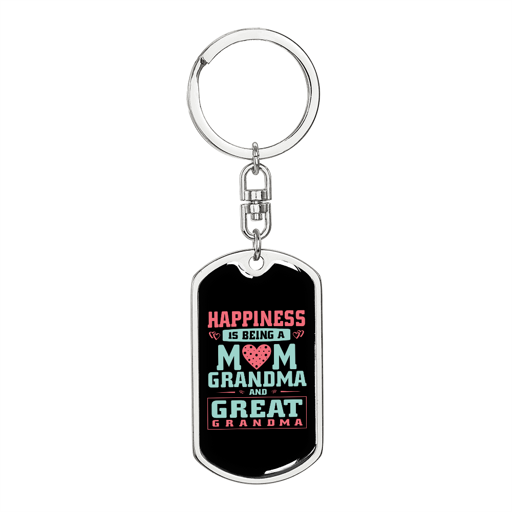 Being a Mom Grandma Keychain Stainless Steel or 18k Gold Dog Tag Keyring-Express Your Love Gifts