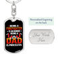 Being Dad Is Priceless Firefighter Keychain Stainless Steel or 18k Gold Dog Tag Keyring-Express Your Love Gifts
