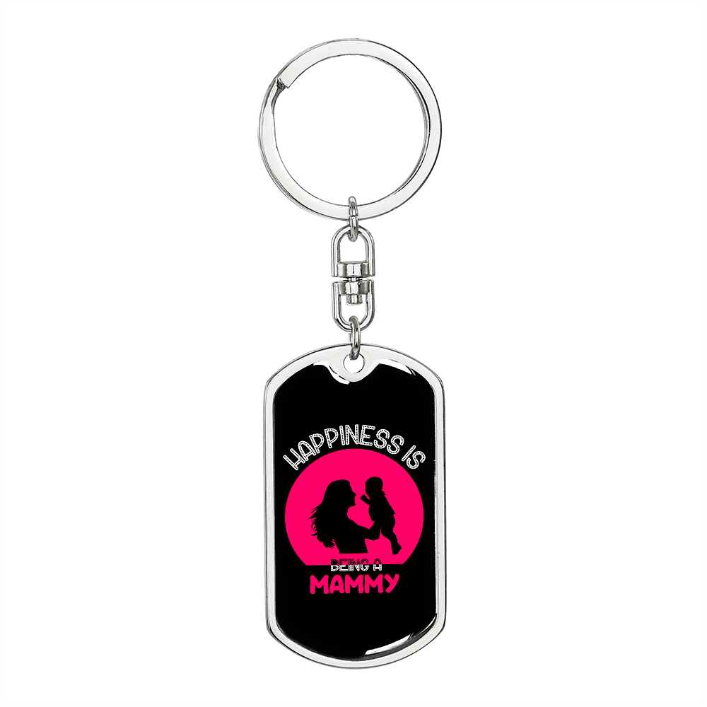 Being Mammy Mom Keychain Stainless Steel or 18k Gold Dog Tag Keyring-Express Your Love Gifts