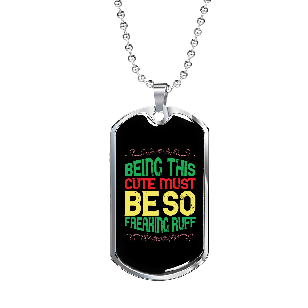 Being This Cute Green Necklace Stainless Steel or 18k Gold Dog Tag 24" Chain-Express Your Love Gifts