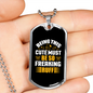 Being This Cute Plain White Necklace Stainless Steel or 18k Gold Dog Tag 24" Chain-Express Your Love Gifts