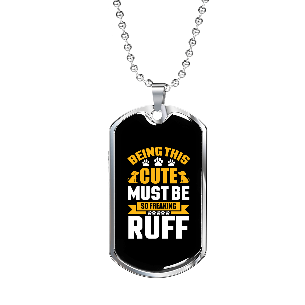 Being This Cute Plain Yellow Necklace Stainless Steel or 18k Gold Dog Tag 24" Chain-Express Your Love Gifts