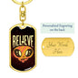 Believe Dog Tag Pendant Keychain Stainless Steel or 18k Gold-Express Your Love Gifts
