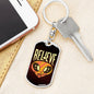 Believe Dog Tag Pendant Keychain Stainless Steel or 18k Gold-Express Your Love Gifts