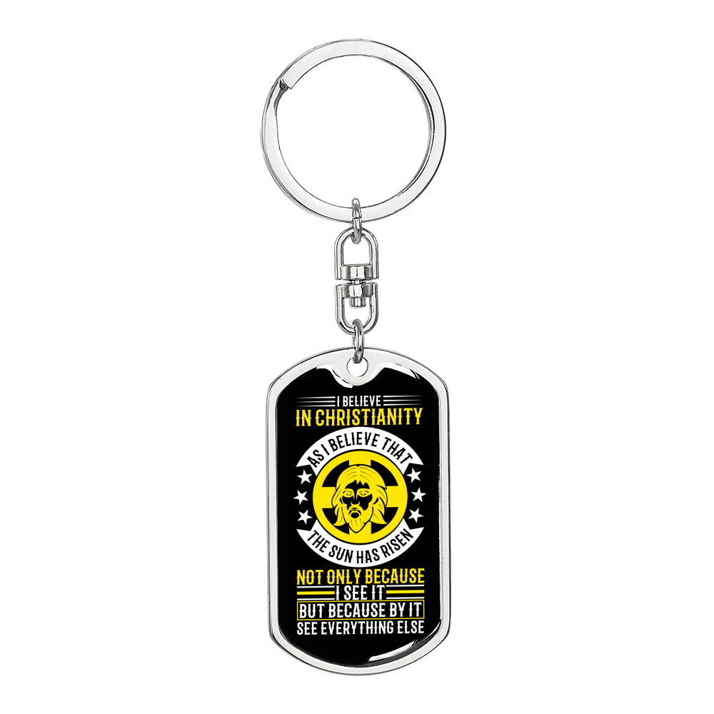 Believe In Christianity Keychain Stainless Steel or 18k Gold Dog Tag Keyring-Express Your Love Gifts