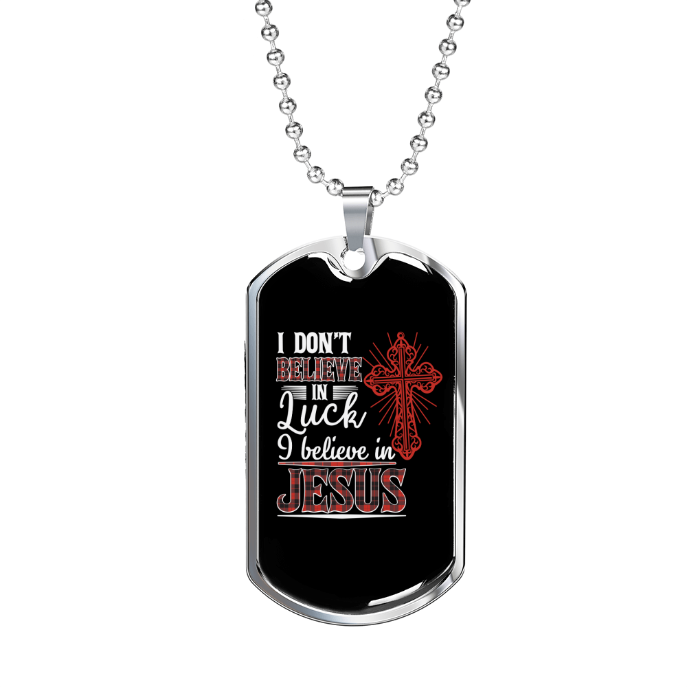 Believe In Jesus Necklace Stainless Steel or 18k Gold Dog Tag 24" Chain-Express Your Love Gifts