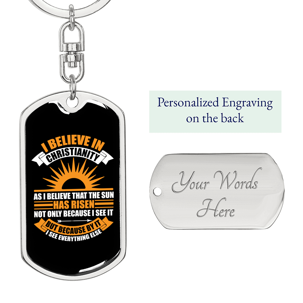 Believe Keychain Stainless Steel or 18k Gold Dog Tag Keyring-Express Your Love Gifts