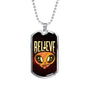 Believe Necklace UFO Alien Fan Gift Stainless Steel or 18k Gold Dog Tag 24" Chain-Express Your Love Gifts