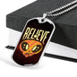 Believe Necklace UFO Alien Fan Gift Stainless Steel or 18k Gold Dog Tag 24" Chain-Express Your Love Gifts