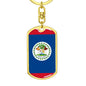 Belize Flag Keychain Dog Tag Stainless Steel or 18k Gold-Express Your Love Gifts