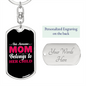 Belongs to Her Child Mom Keychain Stainless Steel or 18k Gold Dog Tag Keyring-Express Your Love Gifts