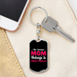 Belongs to Her Child Mom Keychain Stainless Steel or 18k Gold Dog Tag Keyring-Express Your Love Gifts