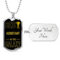 Best Assistant In The Galaxy Necklace Stainless Steel or 18k Gold Dog Tag w 24"-Express Your Love Gifts
