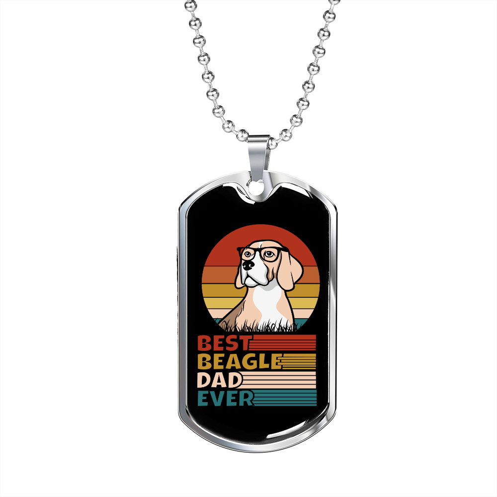 Best Beagle Dad Ever Necklace Stainless Steel or 18k Gold Dog Tag 24" Chain-Express Your Love Gifts