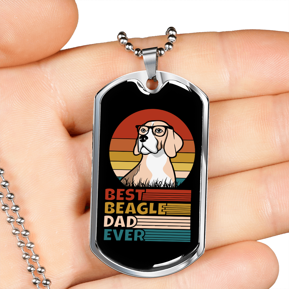 Best Beagle Dad Ever Necklace Stainless Steel or 18k Gold Dog Tag 24" Chain-Express Your Love Gifts