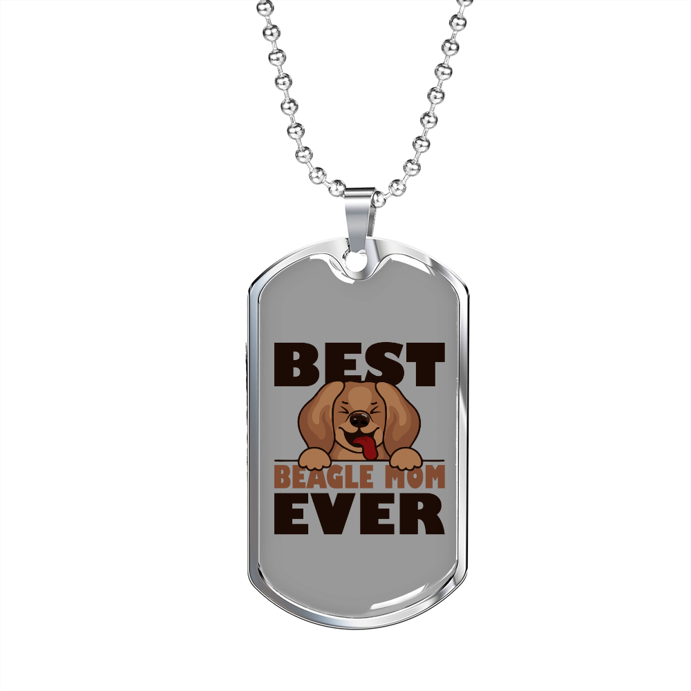 Best Beagle Mom Ever Necklace Stainless Steel or 18k Gold Dog Tag 24" Chain-Express Your Love Gifts