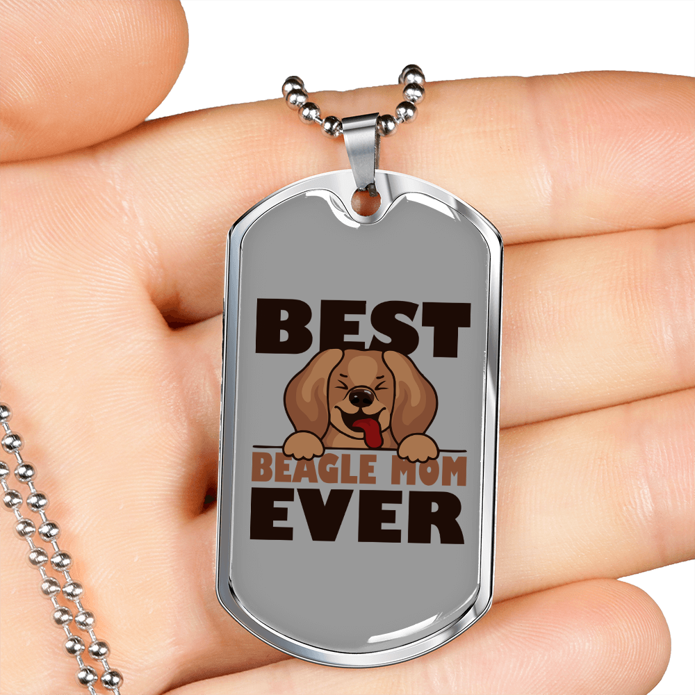 Best Beagle Mom Ever Necklace Stainless Steel or 18k Gold Dog Tag 24" Chain-Express Your Love Gifts