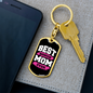 Best Bonus Mom Ever Pink White Keychain Stainless Steel or 18k Gold Dog Tag Keyring-Express Your Love Gifts