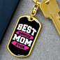 Best Bonus Mom Ever Pink White Keychain Stainless Steel or 18k Gold Dog Tag Keyring-Express Your Love Gifts