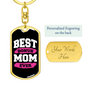 Best Bonus Mom Ever Pink White Keychain Stainless Steel or 18k Gold Dog Tag Keyring-Express Your Love Gifts
