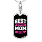 Best Bonus Mom Ever Pink White Keychain Stainless Steel or 18k Gold Dog Tag Keyring-Express Your Love Gifts