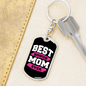 Best Bonus Mom Ever Pink White Keychain Stainless Steel or 18k Gold Dog Tag Keyring-Express Your Love Gifts