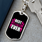 Best Bonus Mom Ever White Pink Keychain Stainless Steel or 18k Gold Dog Tag Keyring-Express Your Love Gifts