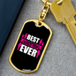 Best Bonus Mom Ever White Pink Keychain Stainless Steel or 18k Gold Dog Tag Keyring-Express Your Love Gifts