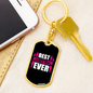 Best Bonus Mom Ever White Pink Keychain Stainless Steel or 18k Gold Dog Tag Keyring-Express Your Love Gifts