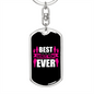 Best Bonus Mom Ever White Pink Keychain Stainless Steel or 18k Gold Dog Tag Keyring-Express Your Love Gifts