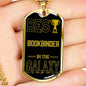 Best Bookbinder In The Galaxy Necklace Stainless Steel or 18k Gold Dog Tag w 24"-Express Your Love Gifts