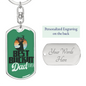 Best Buckin' Dad Ever Green Swivel Keychain Dog Tag Stainless Steel or 18k Gold-Express Your Love Gifts