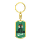 Best Buckin' Dad Ever Green Swivel Keychain Dog Tag Stainless Steel or 18k Gold-Express Your Love Gifts
